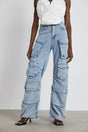 Roberta Trousers Blue High - Waisted Cargo & Wide - Leg Silhouette