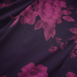 Isabel Floral Midi Dress in Vibrant Purple with Spaghetti Straps & Lace Trims