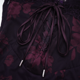 Isabel Floral Midi Dress in Vibrant Purple with Spaghetti Straps & Lace Trims