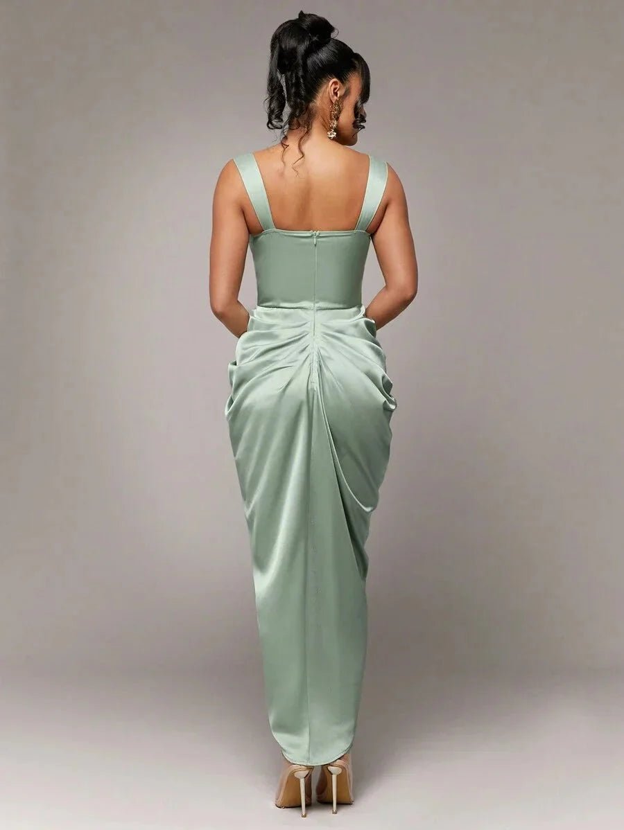 Rory Midi Dress - Neckline Straps - Formal & Evening - High Waist - Twist Details - Split Thigh