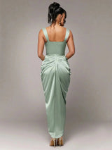 Rory Midi Dress - Neckline Straps - Formal & Evening - High Waist - Twist Details - Split Thigh