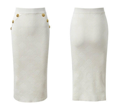 Rory Top & Skirt Set - Cropped Tailored Fit - Textured Pattern - Stylish Button Details - Soft Knit Fabric - Versatile Styling