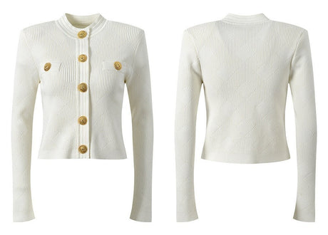 Rory Top & Skirt Set - Cropped Tailored Fit - Textured Pattern - Stylish Button Details - Soft Knit Fabric - Versatile Styling