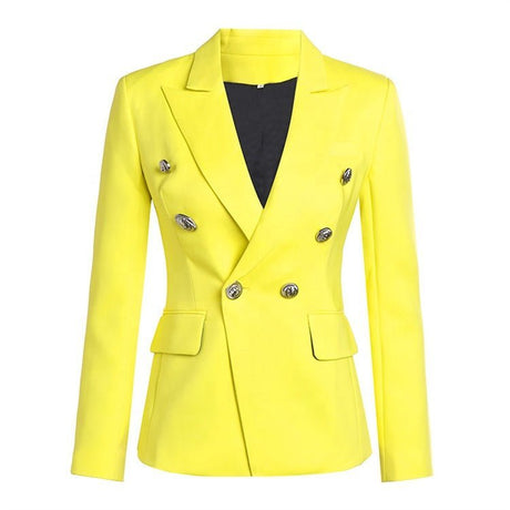 Rosalba Blazer - Tailored Double - Breasted Silhouette - Modern Flair - Slim - Fitting Shape - Vibrant Electric - Decorative Buttons