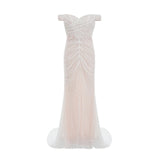 Rosalba Maxi Dress White Sequin Off - Shoulder
