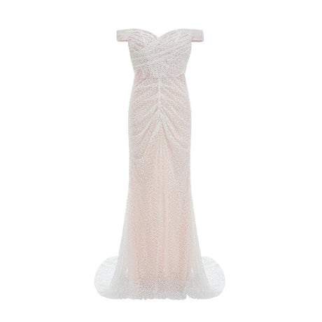 Rosalba Maxi Dress White Sequin Off - Shoulder