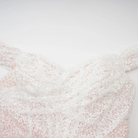 Rosalba Maxi Dress White Sequin Off - Shoulder