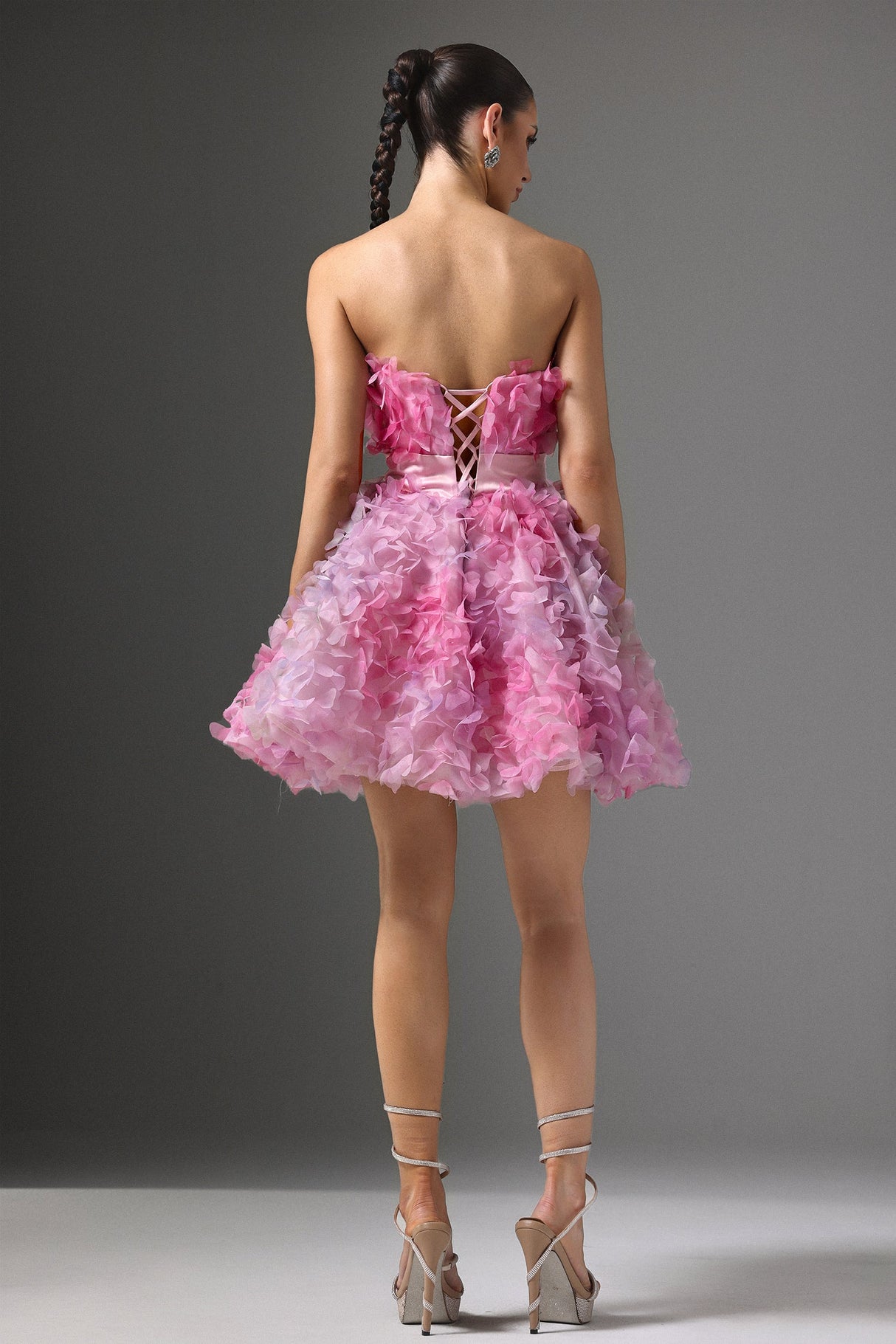 Rosalba Pink Floral Strapless Mini Dress