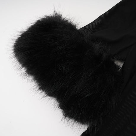 Rosalba Top Black Faux Fur Tulle & Faux Mink Fur