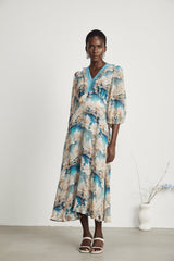 Rosalee Vneck floralprint midi dress