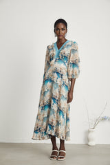 Rosalee Vneck floralprint midi dress