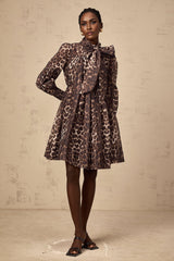 Rosalia Mini Dress Rosalia Leopard Bow Tie Waist Zip Knee Length
