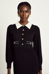 Rosalie black ribbedknit mini dress