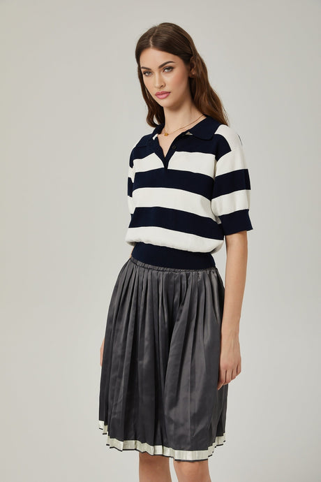 Rosalie colorblocked pleated skirt
