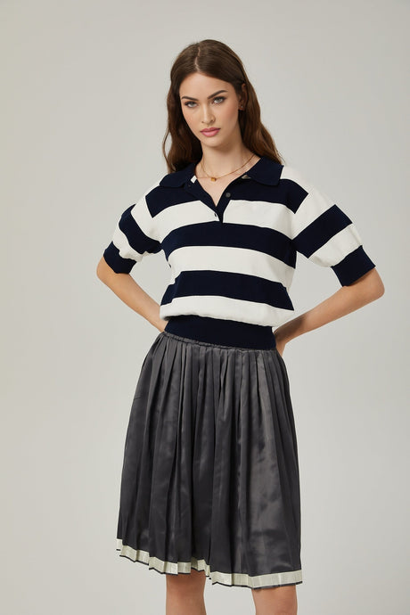 Rosalie colorblocked pleated skirt