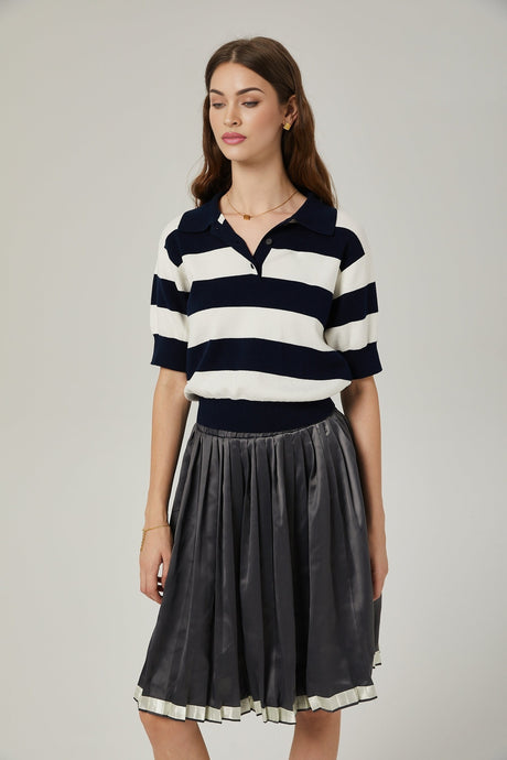 Rosalie colorblocked pleated skirt