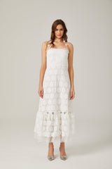 Rosalie lace fauxfloral halterneck midi dress