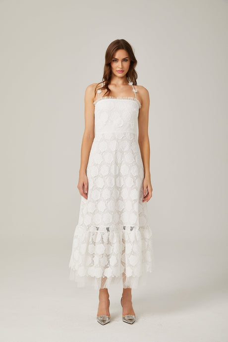 Rosalie lace fauxfloral halterneck midi dress