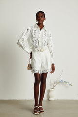 Rosalie lacetrim embroidered shirt  shorts matching set