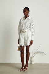 Rosalie lacetrim embroidered shirt  shorts matching set