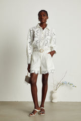 Rosalie lacetrim embroidered shirt  shorts matching set
