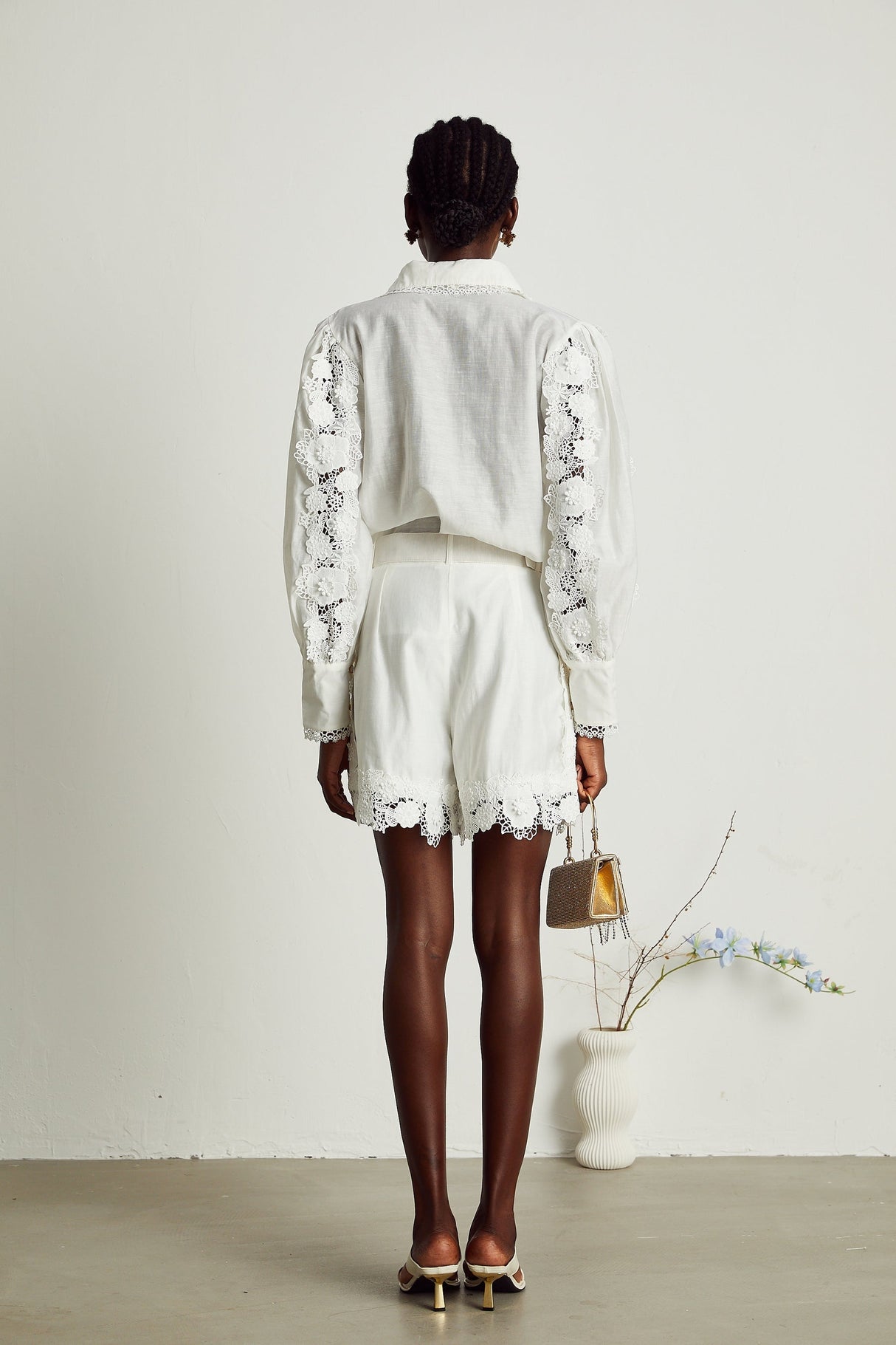 Rosalie lacetrim embroidered shirt  shorts matching set
