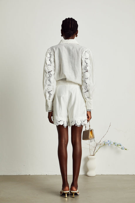 Rosalie lacetrim embroidered shirt  shorts matching set