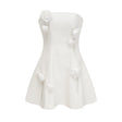 Rosalie white fauxflower mini dress