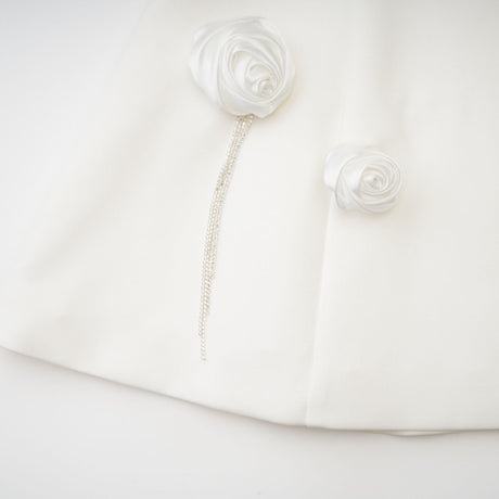 Rosalie white fauxflower mini dress