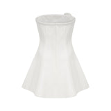 Rosalie white fauxflower mini dress