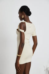 Rosalinda neutrals twiststrap mini dress