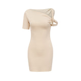 Rosalinda neutrals twiststrap mini dress
