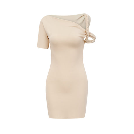 Rosalinda neutrals twiststrap mini dress