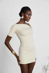 Rosalinda neutrals twiststrap mini dress