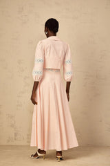 Rosangela Blouse & Dress Set with Lace Accents in Pink