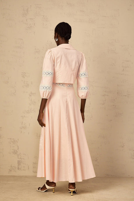 Rosangela Blouse & Dress Set with Lace Accents in Pink