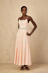 Rosangela Blouse & Dress Set with Lace Accents in Pink