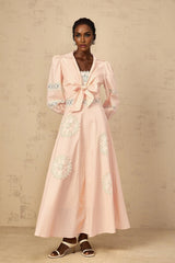 Rosangela Blouse & Dress Set with Lace Accents in Pink