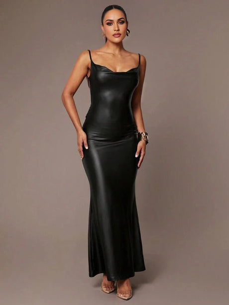 Rosangela Maxi Dress - Hem Shaped Mermaid - Neckline Spaghetti Strap - Occasion Wedding - Waist Line High Waist - Style Party Style