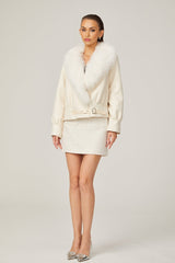Rosaura Jacket White Suede Faux Fur Coat