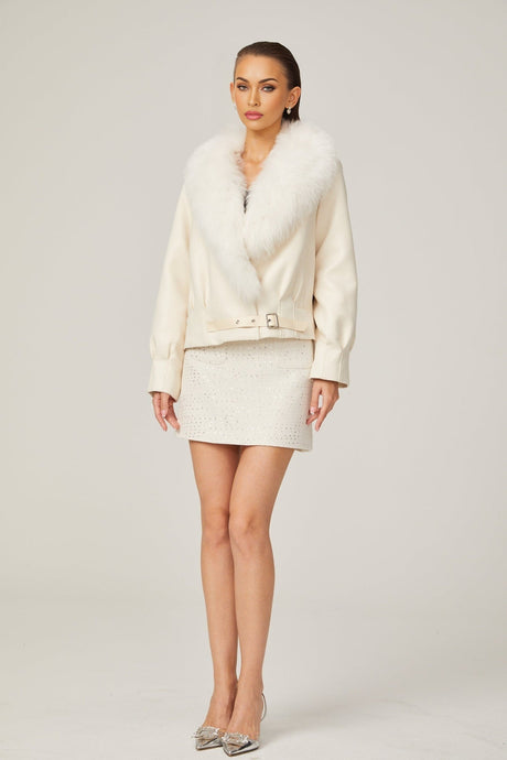 Rosaura Jacket White Suede Faux Fur Coat