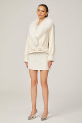 Rosaura Jacket White Suede Faux Fur Coat