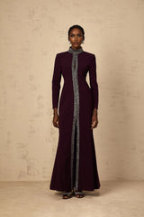 Rosaura Maxi Dress Deep Purple Flared Rhinestone Embellished