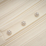Rose Midi Dress Neutrals Ribbed - Knit Flared Pockets Button - Front & V - Neck