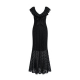 Roseline ruffledtrim florallace gown