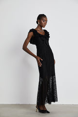 Roseline ruffledtrim florallace gown