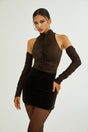 RoseSuzette brown crystalembellished bodysuit