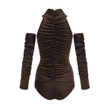RoseSuzette brown crystalembellished bodysuit