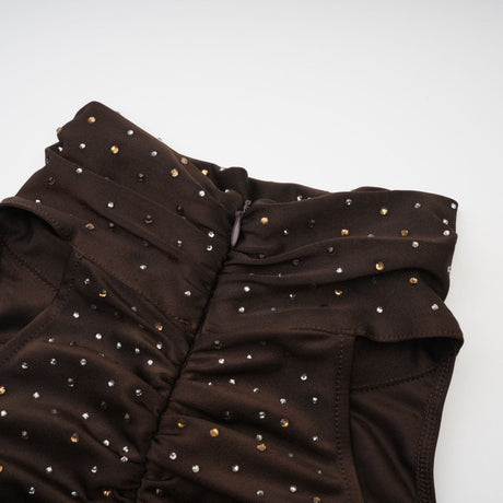 RoseSuzette brown crystalembellished bodysuit