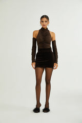 RoseSuzette brown crystalembellished bodysuit